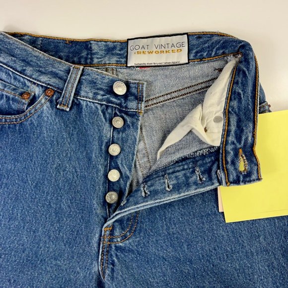 Levi’s Goat Vintage Reworked Womens Slim Skinny Jeans High Rise Button Fly 1 New - Picture 8 of 12